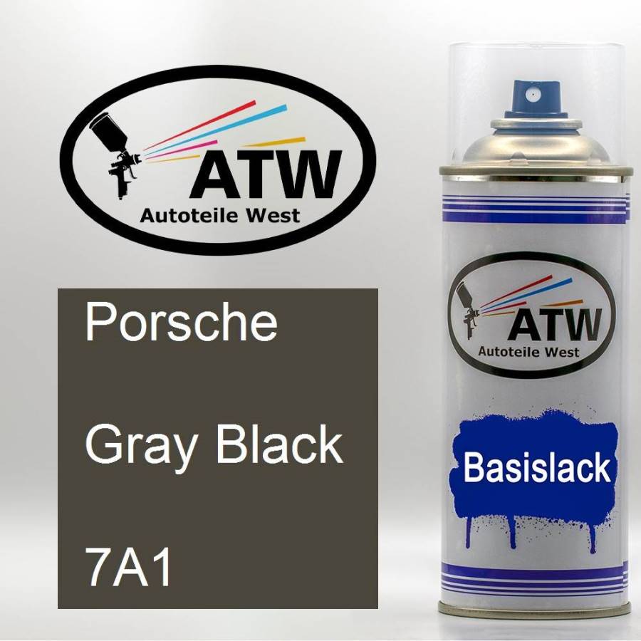 Porsche, Gray Black, 7A1: 400ml Sprühdose, von ATW Autoteile West.